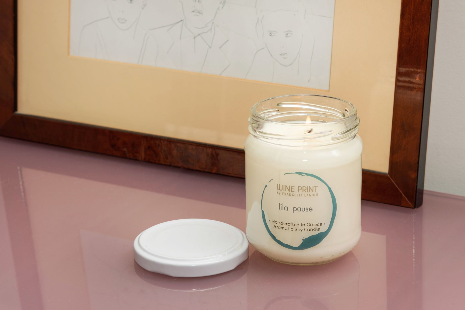 Lila Pause glass jar